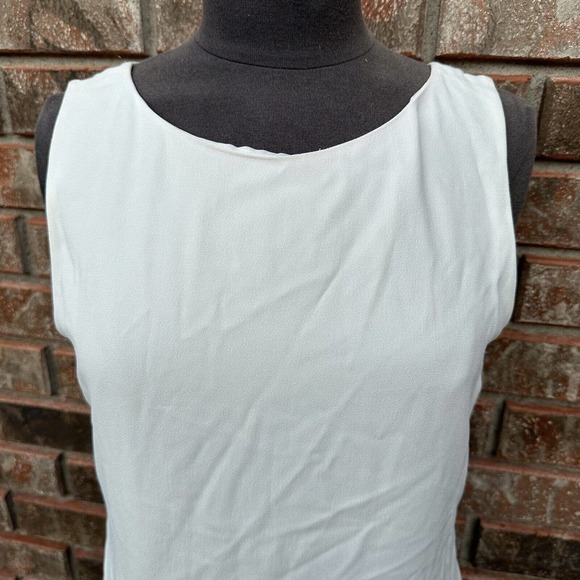 Theory Womens Dress Size 10 Warm Ivory Kensington Flirty Flare Low Back Designer - Picture 4 of 11